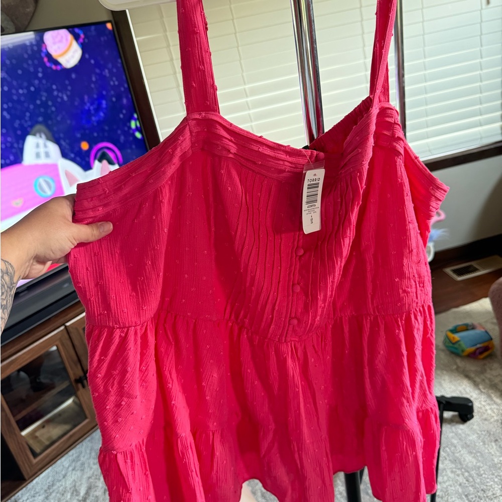 Torrid Hot Pink Tiered Textured Cami